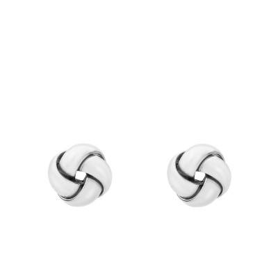 Boucles d'Oreilles Noeud Ajouré en Or Blanc 375 - Emanessence