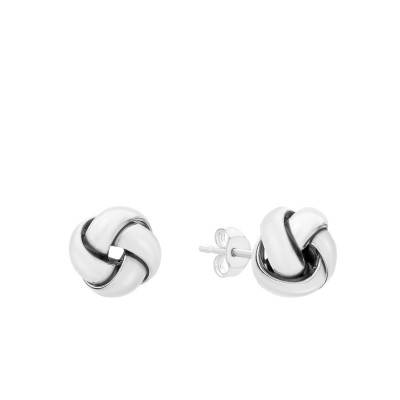 Boucles d'Oreilles Noeud Ajouré en Or Blanc 375 - Emanessence