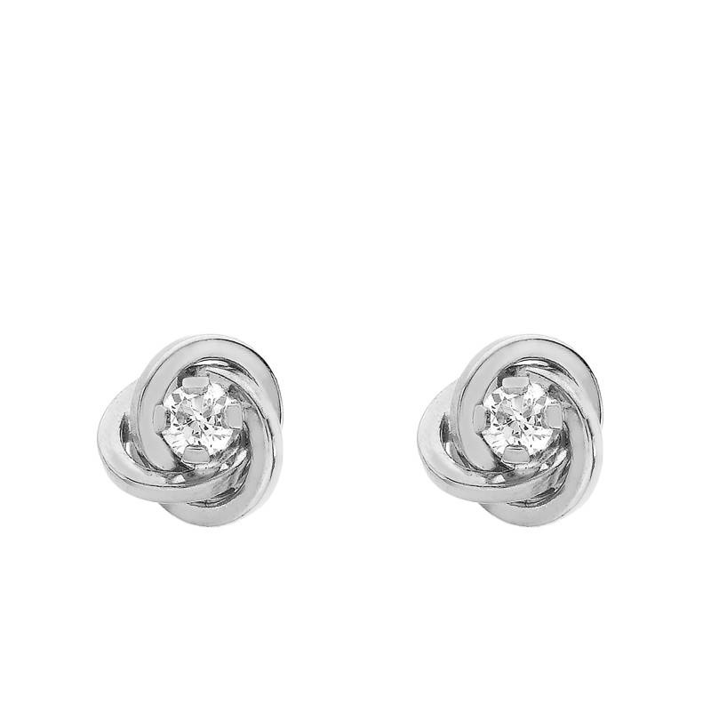 375 White Gold Swirl Stud Earrings & Cubic Zirconia - Emanessence