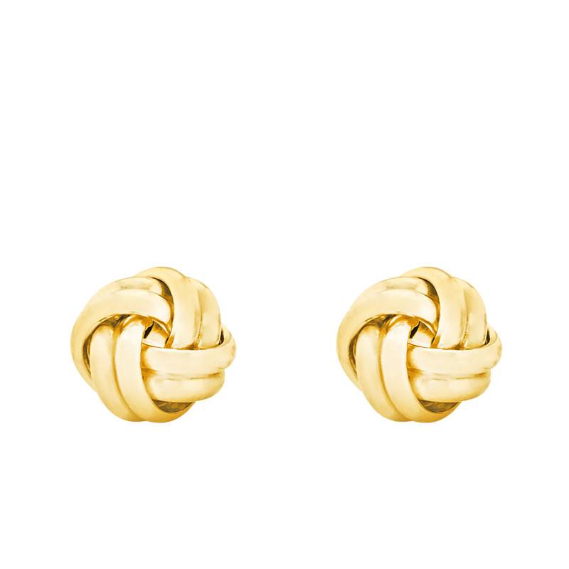 750/1000 Yellow Gold Knot Stud Earrings - Emanessence