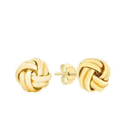 750/1000 Yellow Gold Knot Stud Earrings - Emanessence