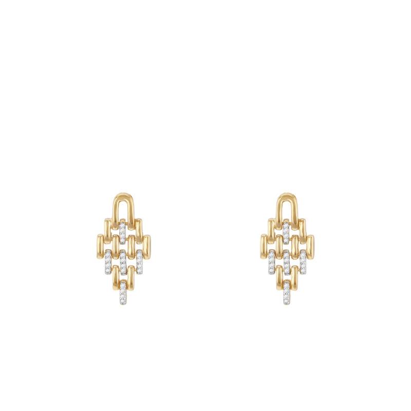 Yellow Gold-Plated 925 Silver & Lab-Grown Diamond 0.18 ct Openwork Drop Earrings - Emanessence