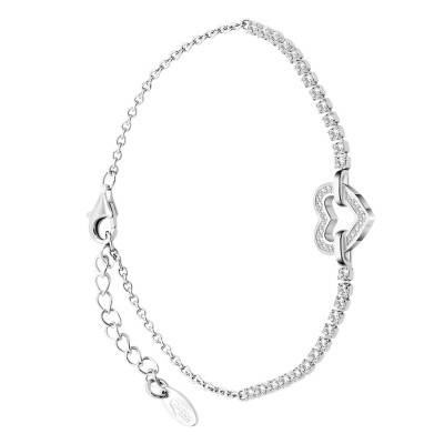 Bracelet Coeur & Oxydes de Zirconium en Argent 925, Longueur de 17 à 20 cm - LP3724-2/1 - Lotus