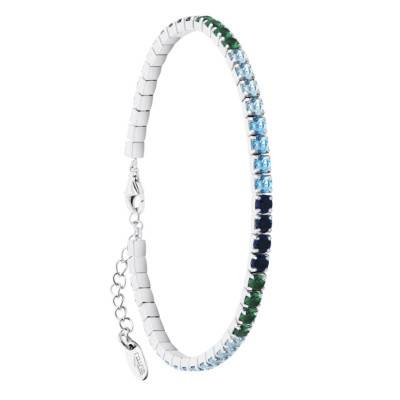 Bracelet Rivière en Argent 925 et Oxydes de Zirconium Multicolores, Longueur 16 à 19 cm - LP3452-2/4 - Lotus