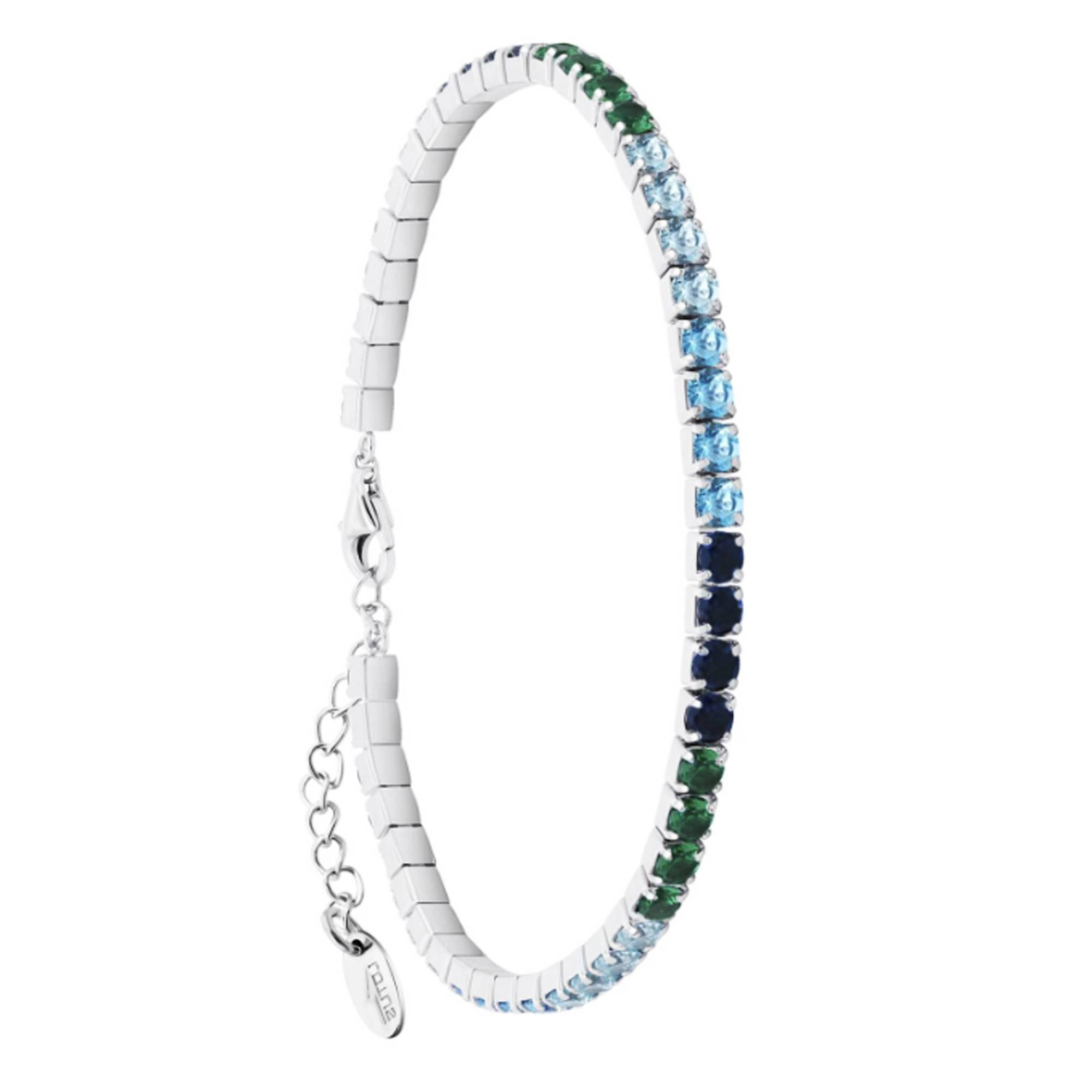 Bracelet Rivière Zirconium Et Saphir En Argent 925 Rhodié - Neuf, Garanti Sans Nickel, Marque Petugons