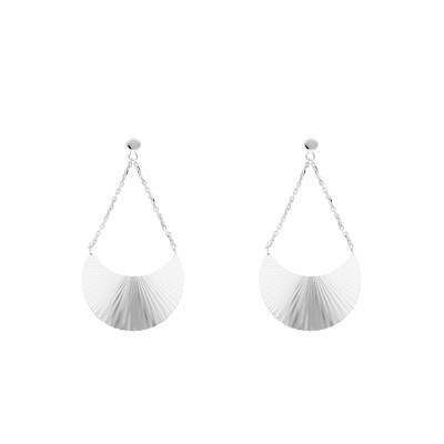Boucles d'Oreilles Pendantes Lune Allongée en Argent 925 - Emanessence
