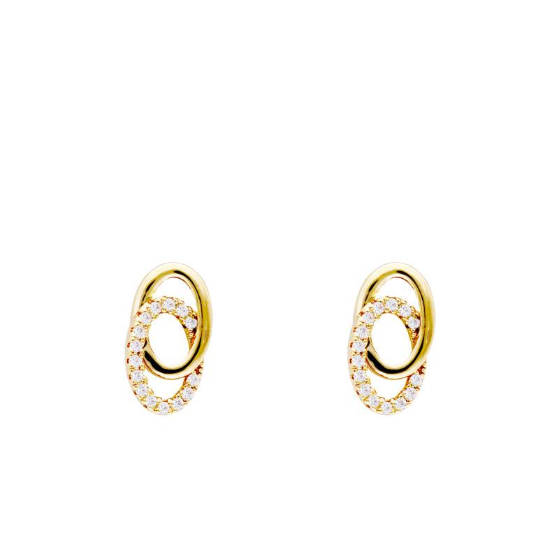 Yellow Gold-Plated Sully Stud Earrings & Zirconium Oxide - Emanessence