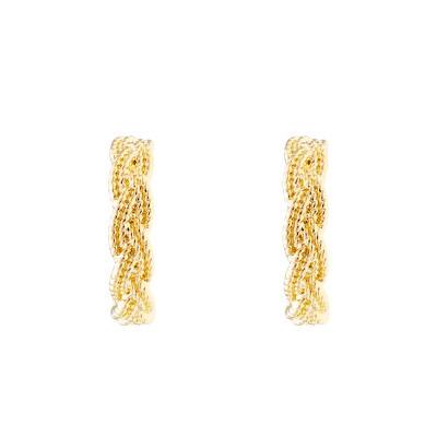 Sully Yellow Gold-Plated Braided Hoop Earrings - Emanessence