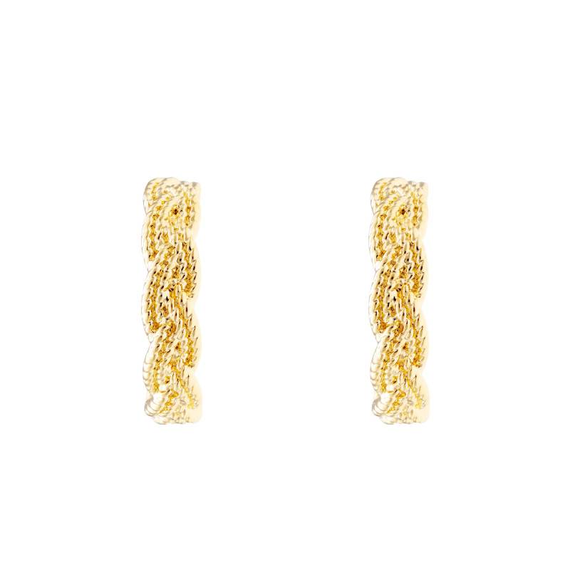 Sully Yellow Gold-Plated Braided Hoop Earrings - Emanessence