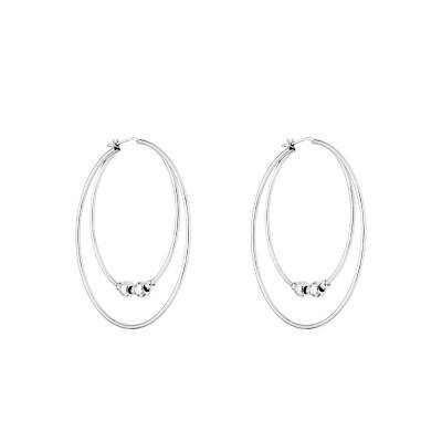 Boucles d'Oreilles Créoles en Argent 925 & Perle de Synthèse - Emanessence