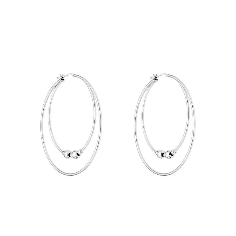 925 Silver & Synthetic Pearl Hoop Earrings - Emanessence