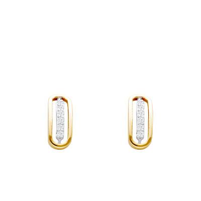 Boucles d'Oreilles en Or Bicolore 375 & Diamant 0,07 ct - Emanessence