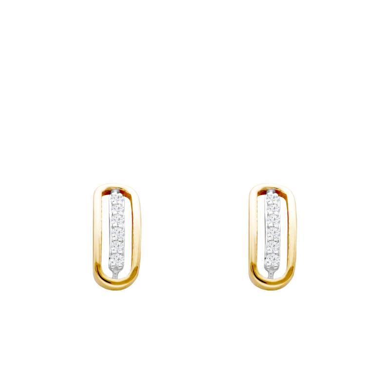 375 Two-Tone Gold & 0.07 ct Diamond Earrings - Emanessence