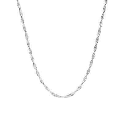 925 Silver Singapore Chain, Length 45 cm, Width 3.75 mm - Manillon