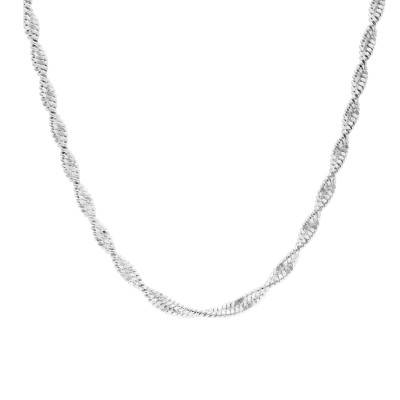 925 Silver Singapore Chain, Length 45 cm, Width 3.75 mm - Manillon