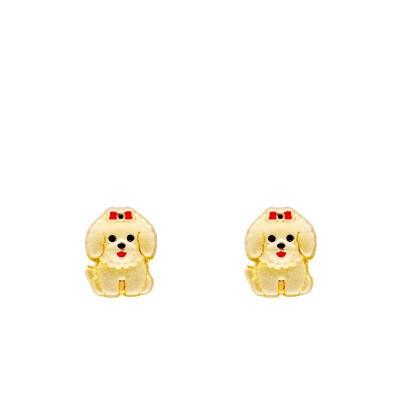 Boucles d'Oreilles Chiens en Or Jaune 375 - Bambins