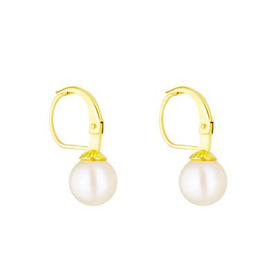 Boucles d'Oreilles Dormeuses en Or Jaune & Perle de Culture d'Eau Douce - Emanessence