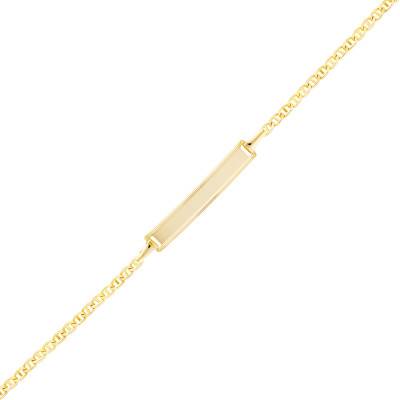 750/1000 Yellow Gold Baby ID Bracelet with Mariner Chain Link, 14 cm Length - Bambins