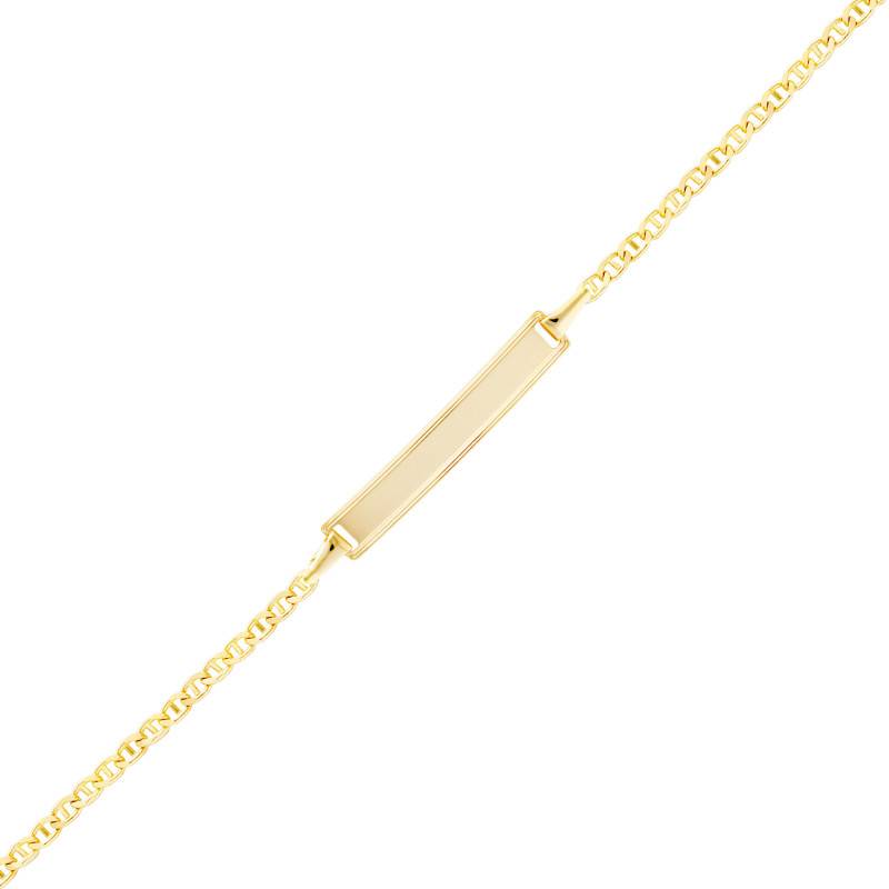 750/1000 Yellow Gold Baby ID Bracelet with Mariner Chain Link, 14 cm Length - Bambins