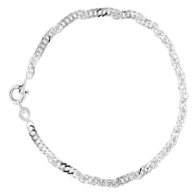 Singapore Chain Bracelet in 925 Silver, Length 18 cm - Manillon
