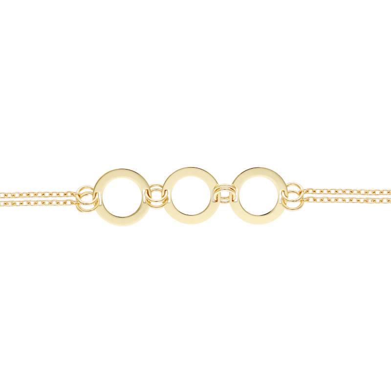 375 Yellow Gold Triple Circle Motif Chain Bracelet, Length 19 cm - Emanessence