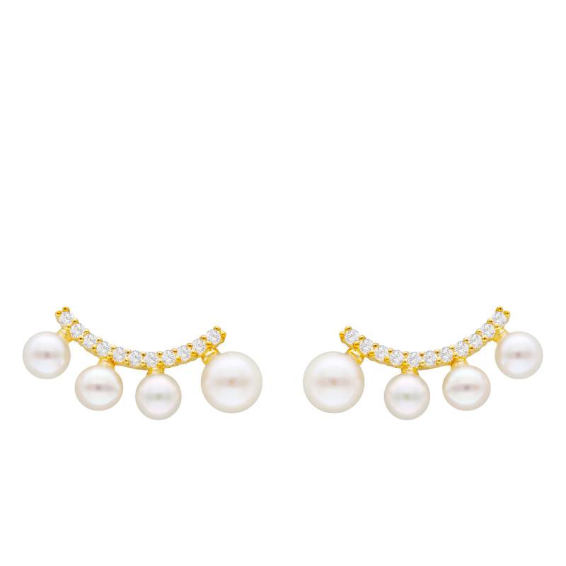 375 Gold, Zirconium Oxide & Freshwater Pearl Earrings - Emanessence