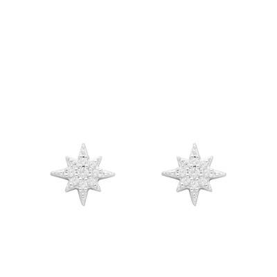 Boucles d'Oreilles Puces Etoiles en Argent & Oxydes de Zirconium - Emanessence