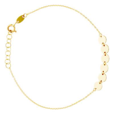 375/1000 Yellow Gold Round Disc Bracelet, Length 18 cm - Emanessence
