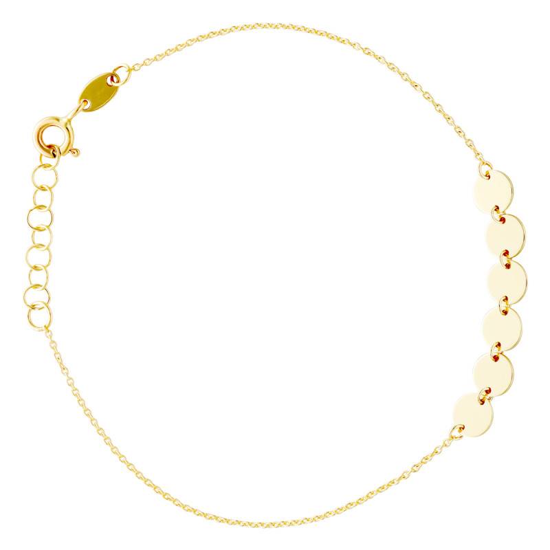 375/1000 Yellow Gold Round Disc Bracelet, Length 18 cm - Emanessence
