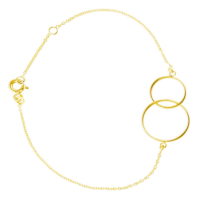 375/1000 Yellow Gold Interlocking Double Ring Bracelet, 18 cm Length - Emanessence