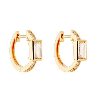 Sully Yellow Gold-Plated & Cubic Zirconia Hoop Earrings - Emanessence