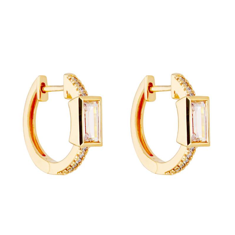 Sully Yellow Gold-Plated & Cubic Zirconia Hoop Earrings - Emanessence
