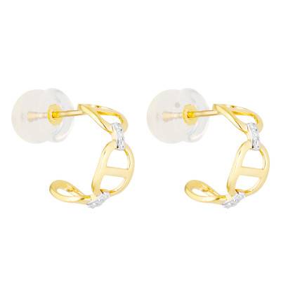 Boucles d'Oreilles Demi-Créoles en Or Jaune 375 & Diamants 0,01 ct - Emanessence