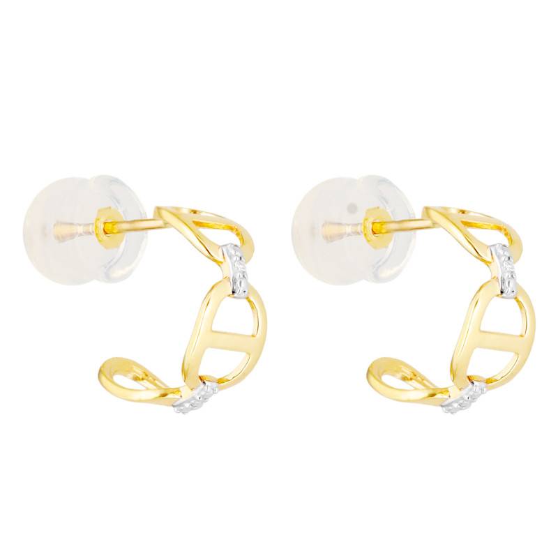 375 Yellow Gold & 0.01 ct Diamond Huggie Earrings - Emanessence