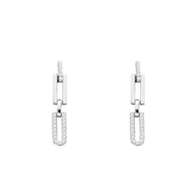 Silver & Cubic Zirconia Link Drop Earrings - Emanessence