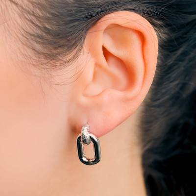 Boucles d'Oreilles Pendantes Maillons en Argent 925 - Emanessence