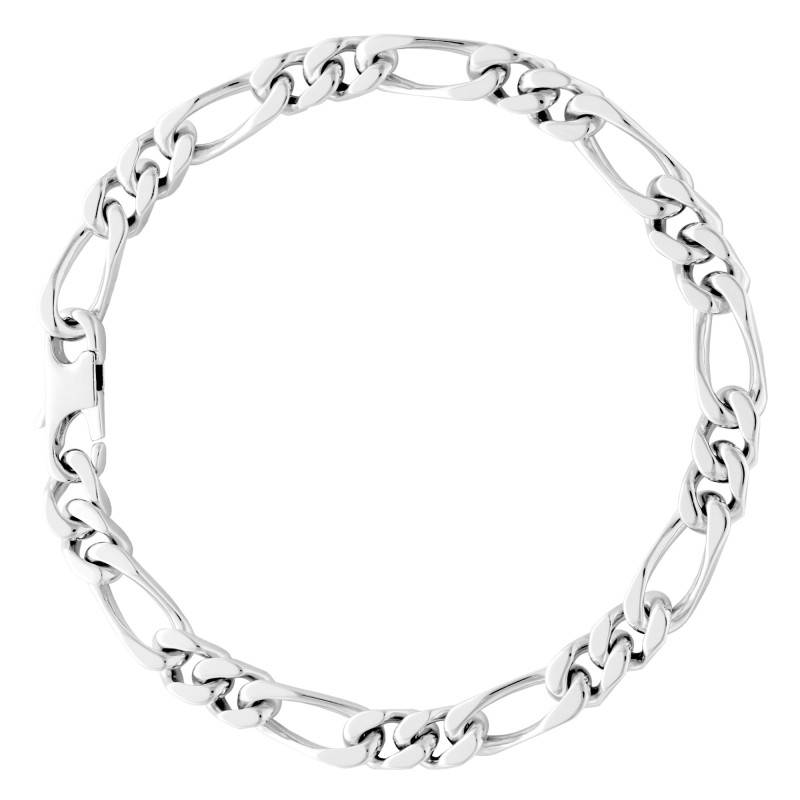 925 Silver Double Alternating Link Bracelet, Length 21 cm - Manillon