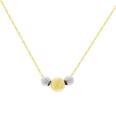 375 Two-Tone Gold & Textured Pearl Necklace, Length 45 cm - Emanessence
