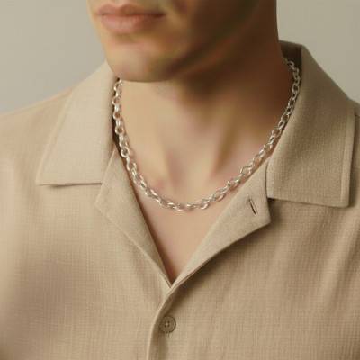925/1000 Silver Holl Chain, Length 45 cm, Width 6 mm - Emanessence