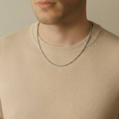 925 Silver Rolo Chain, Length 40 cm to 45 cm - Emanessence