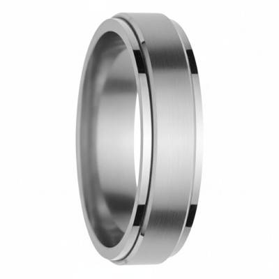 Jucar Comfort Fit Stacked Wedding Ring in 950 Platinum and 750 White Gold, Width 5 mm - Fair'Belle
