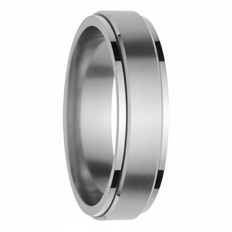 Alliance Ruban Confort Jucar Superposée en Platine 950 et Or Blanc 750, Largeur 5 mm - Fair'Belle