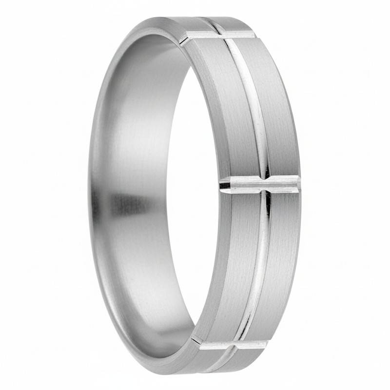 Alliance Ruban Confort Rainurée en Platine 950, Largeur 5 mm - Fair'Belle
