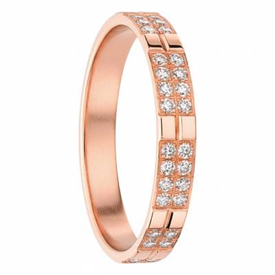 Alliance Ruban Standard en Or Rose 750 & Diamants 0,256 ct, Largeur 3,20 mm - Gaïa