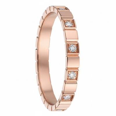 Alliance Carrés en Or Rose 750 & Diamants, 2,50 mm - Gaïa