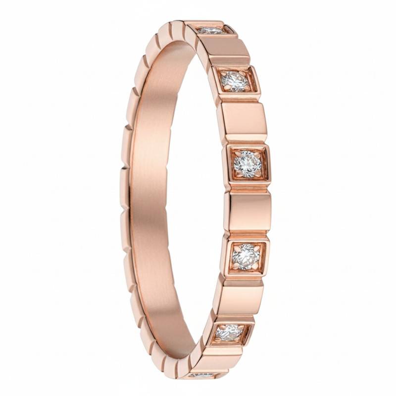 Alliance Carrés en Or Rose 750 & Diamants, 2,50 mm - Gaïa