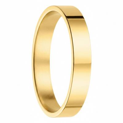 750 Yellow Gold Flat Comfort Ribbon Wedding Ring, 4 mm Width - Fair'Belle