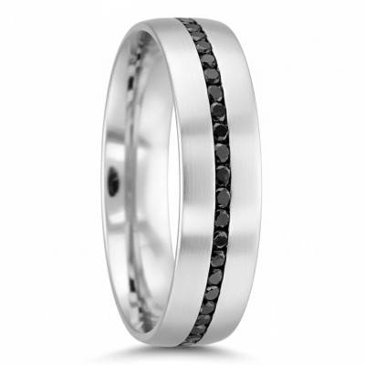 Alliance Arly en Or Blanc 750 & Diamants Noirs, Largeur 6 mm - Gaïa