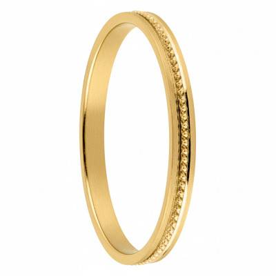 750 Yellow Gold Standard Ribbon Pearl Wedding Ring, Width 2 mm - Fair'Belle