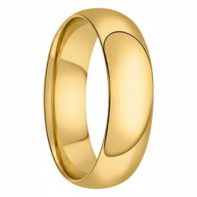750 Yellow Gold Domed Comfort Half-Shank Wedding Ring, 5.50 mm Width - Fair'Belle